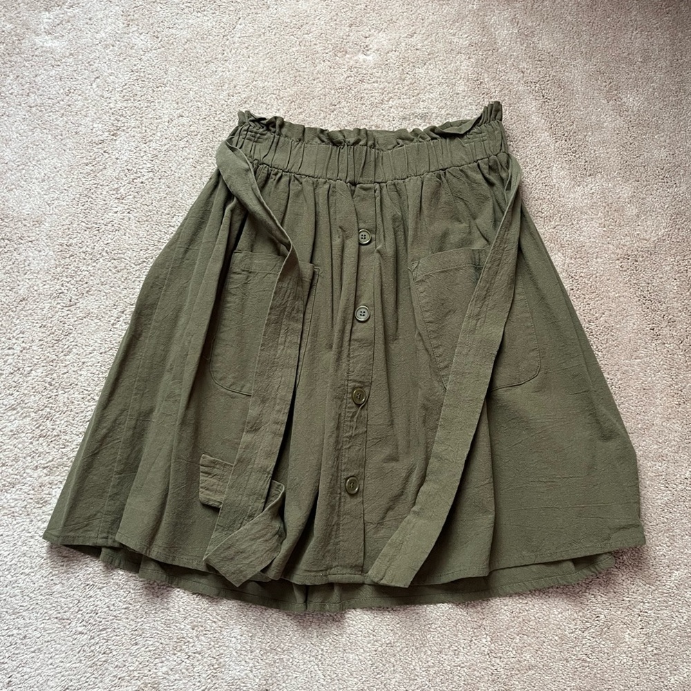 SHEIN Olive Green Women's Skirt w/ Belt Tie